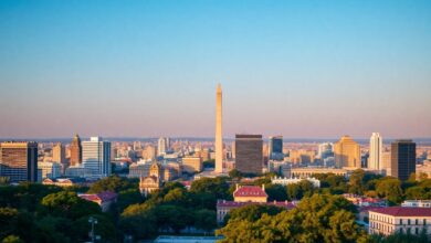 Vista panorâmica de Buenos Aires com o Obelisco e edifícios coloridos do Caminito